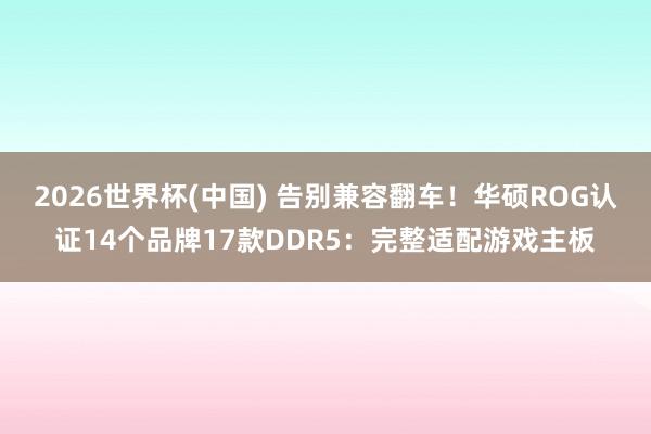 2026世界杯(中国) 告别兼容翻车!华硕ROG认证14个品牌17款DDR5:完整适配游戏主板