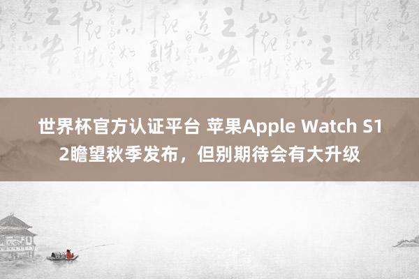 世界杯官方认证平台 苹果Apple Watch S12瞻望秋季发布,但别期待会有大升级