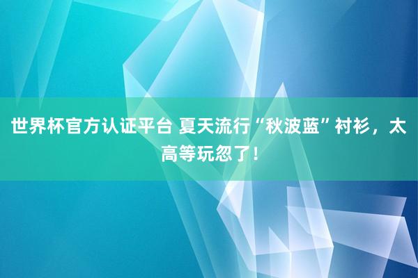 世界杯官方认证平台 夏天流行“秋波蓝”衬衫,太高等玩忽了!