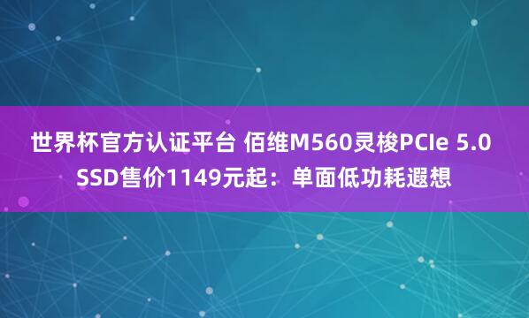 世界杯官方认证平台 佰维M560灵梭PCIe 5.0 SSD售价1149元起:单面低功耗遐想