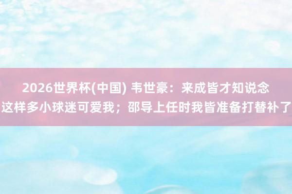 2026世界杯(中国) 韦世豪:来成皆才知说念这样多小球迷可爱我;邵导上任时我皆准备打替补了