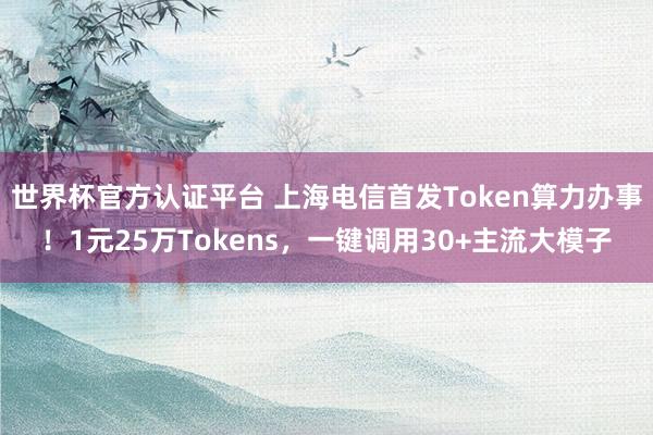 世界杯官方认证平台 上海电信首发Token算力办事！1元25万Tokens，一键调用30+主流大模子