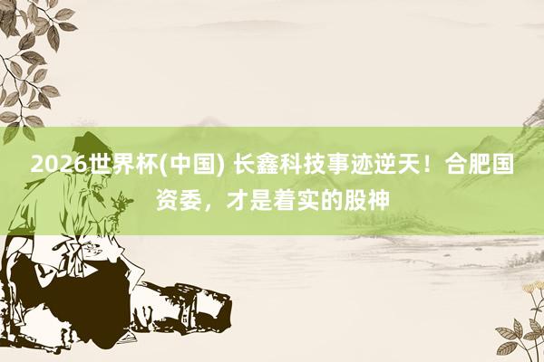 2026世界杯(中国) 长鑫科技事迹逆天!合肥国资委,才是着实的股神