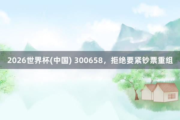 2026世界杯(中国) 300658,拒绝要紧钞票重组