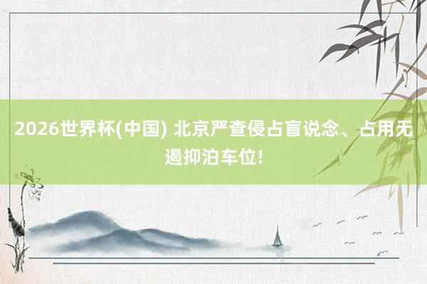 2026世界杯(中国) 北京严查侵占盲说念、占用无遏抑泊车位!