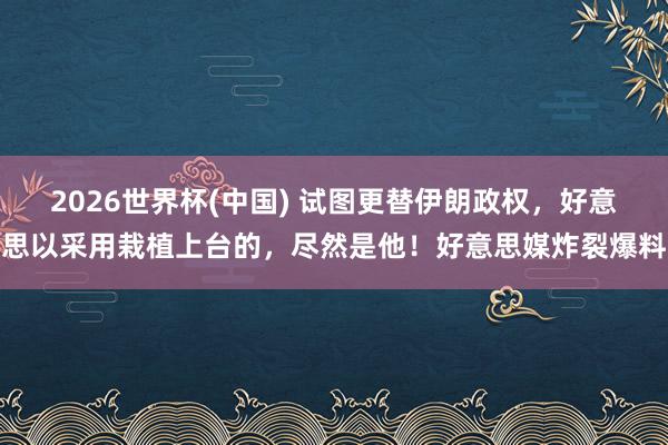 2026世界杯(中国) 试图更替伊朗政权,好意思以采用栽植上台的,尽然是他!好意思媒炸裂爆料