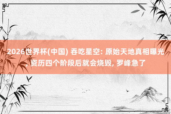 2026世界杯(中国) 吞吃星空: 原始天地真相曝光, 资历四个阶段后就会烧毁, 罗峰急了