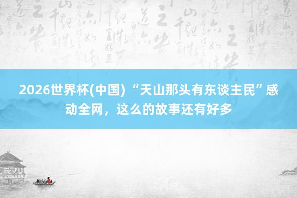 2026世界杯(中国) “天山那头有东谈主民”感动全网,这么的故事还有好多