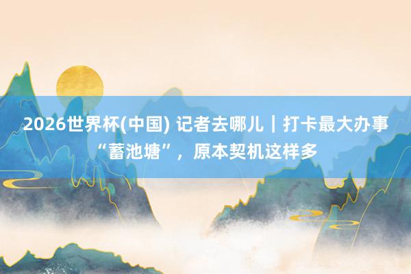2026世界杯(中国) 记者去哪儿|打卡最大办事“蓄池塘”,原本契机这样多