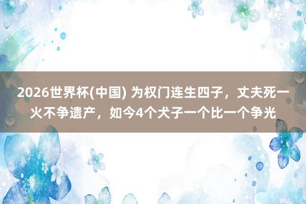 2026世界杯(中国) 为权门连生四子,丈夫死一火不争遗产,如今4个犬子一个比一个争光