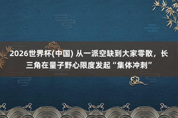 2026世界杯(中国) 从一派空缺到大家零散,长三角在量子野心限度发起“集体冲刺”