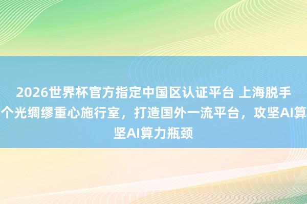 2026世界杯官方指定中国区认证平台 上海脱手寰球首个光绸缪重心施行室,打造国外一流平台,攻坚AI算力瓶颈