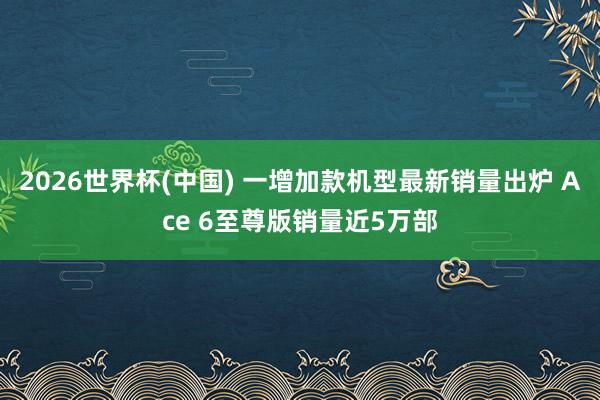 2026世界杯(中国) 一增加款机型最新销量出炉 Ace 6至尊版销量近5万部