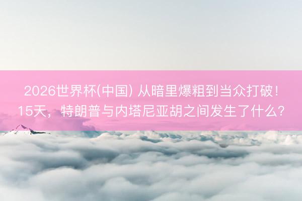 2026世界杯(中国) 从暗里爆粗到当众打破！15天，特朗普与内塔尼亚胡之间发生了什么？